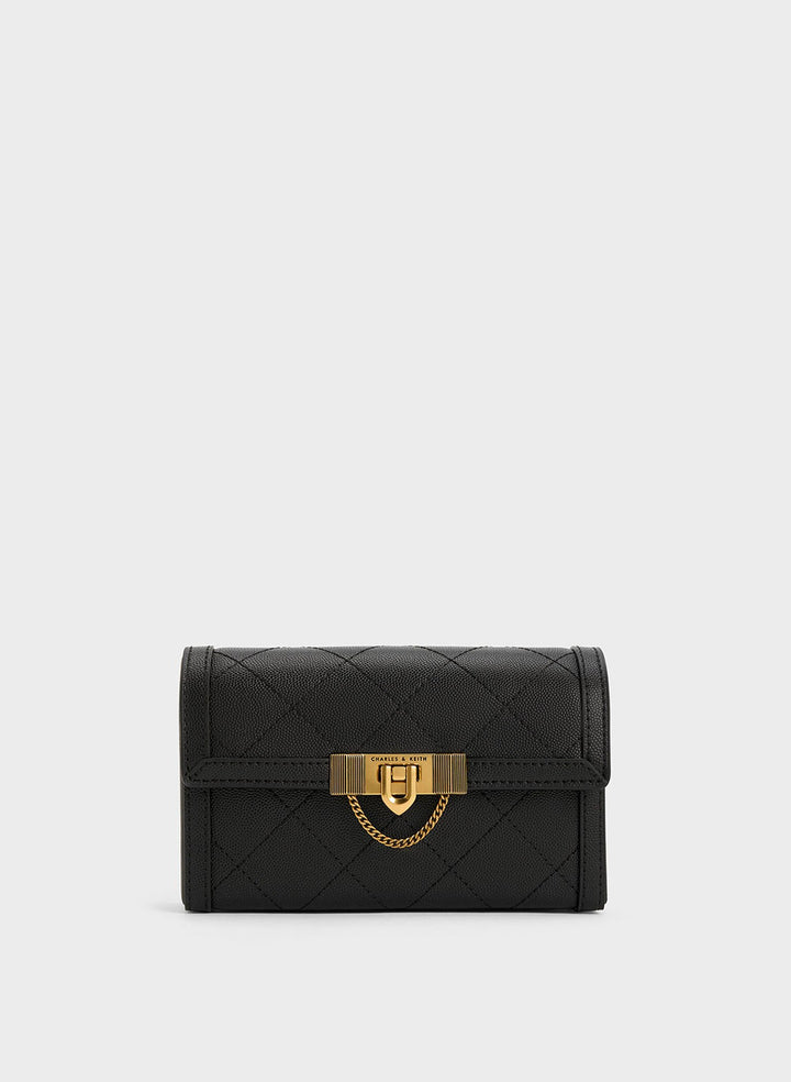 CHARLES & KEITH - Tallulah Quilted Push-Lock Clutch - Black