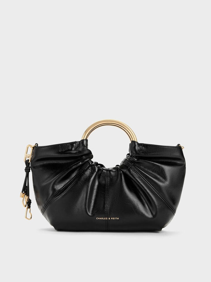 Charles & Keith Ciara Ruched Metal Top Handle Bag