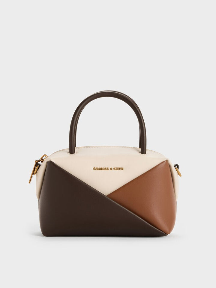 Charles & Keith Midori Colourblock Geometric Bowling Bag