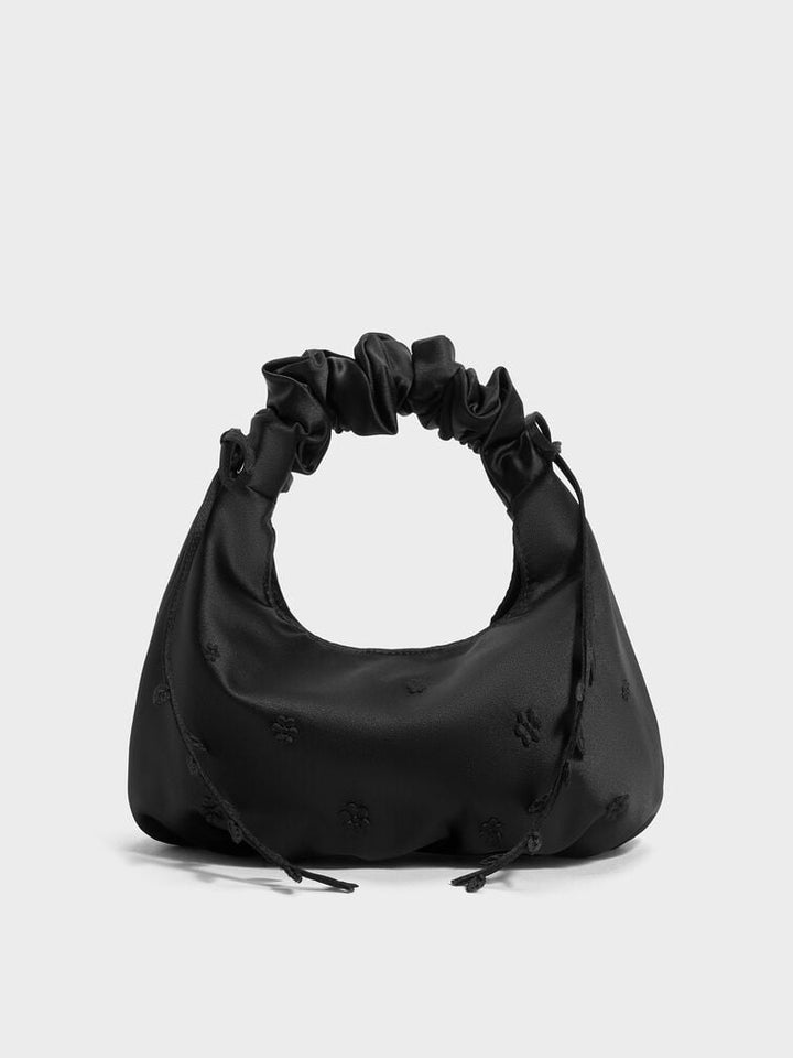 Charles & Keith Mabel Satin Floral-Vine Hobo Bag